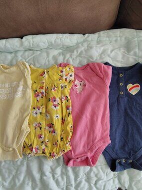 Baby Girl Short Sleeve Onesies Mixed Brands Size 3-6 Months